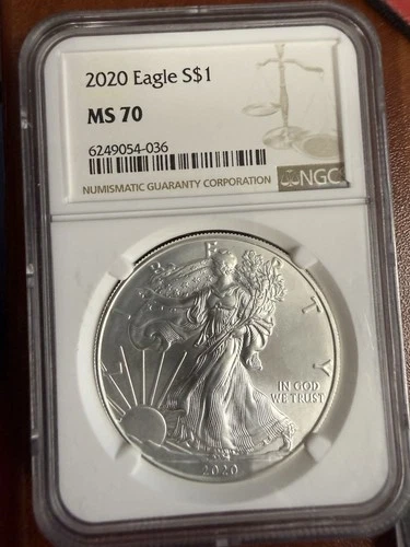 2020 $1 American Silver Eagle .999 Fine Silver Coin MS70 Classic NGC Brown Label