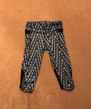 Athleta Capri Leggings XS Blue White Design Print