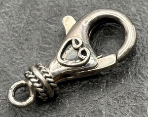 Vintage Large Sterling Silver 925 Heart Lobster Clasp Bali Style Oxidized Finish