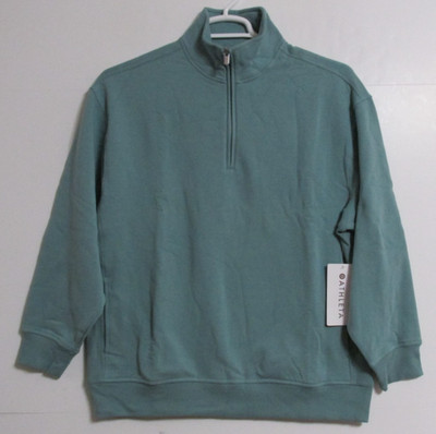 Women's Athleta Forever Fleece Oversized 1/4 Zip Sweatshirt Light Teal MEDIUM