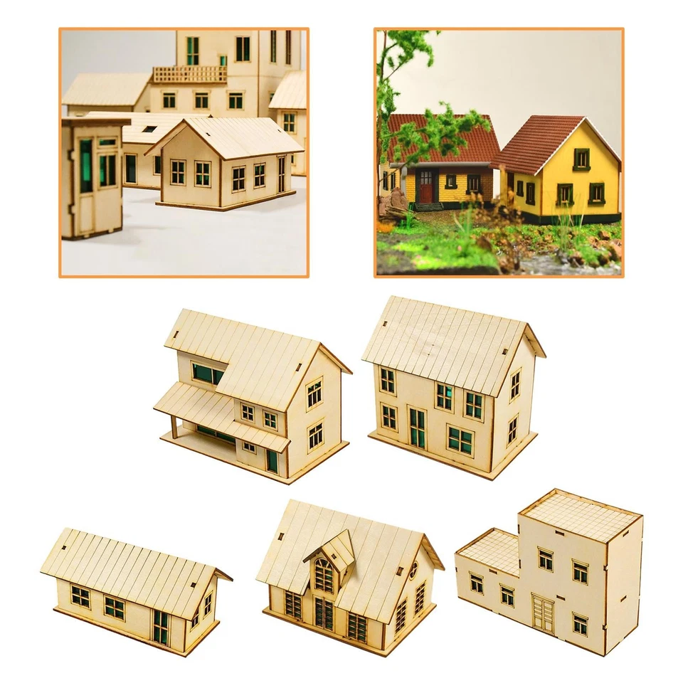 Casa in miniatura in legno 3D scala 1/72 per tavolo da sabbia, regalo per le - Immagine 2 di 2