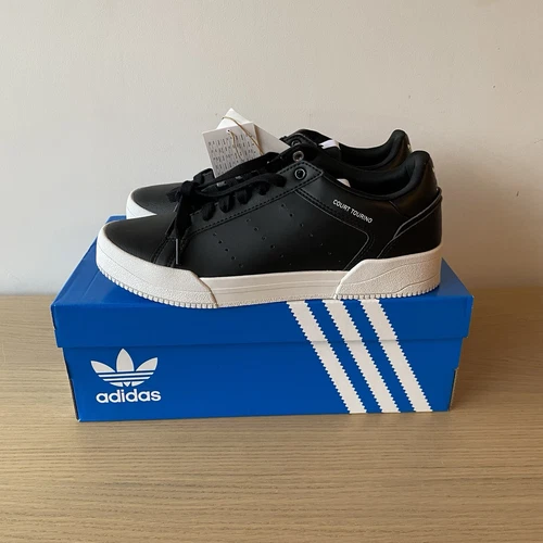 Scarpe da ginnastica Adidas Court Tourino nere bianche taglia UK 7 H02176