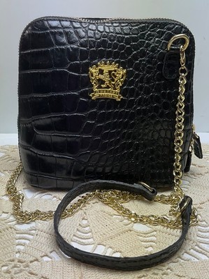 Pratesi Firenze Volterra KingItalianLeatherCroc Embossedfkorence CrossbodyChain 
