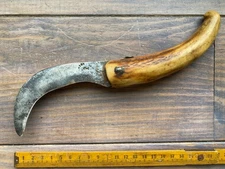 Ancien Couteau VIGNERON  BOIS DE CERF SERPETTE PIEMONTAIS VINTAGE KNIFE MESSER
