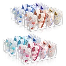 Kids Shoe Organizer Stackable: Clear Acrylic Baby Shoe Rack with Dividers - C...