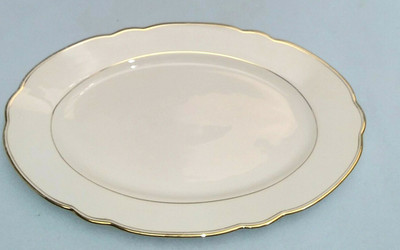 Zeh Scherzer Servierplatte, Fleischplatte, Wellenrand, Goldrand Oval C 445
