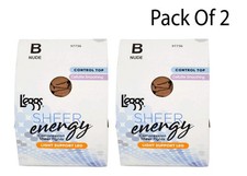 2 X L'eggs Sheer Energy Light Support Leg Control Top Pantyhose Suntan B