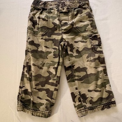Jumping Beans Green & Brown Camo Pull On Cotton/Poly Pants, Elastic Waist 18 mos