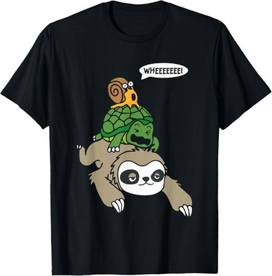 Funny Sloth Turtle Snail Piggyback Animal Running Wild Gift Unisex T-Shirt