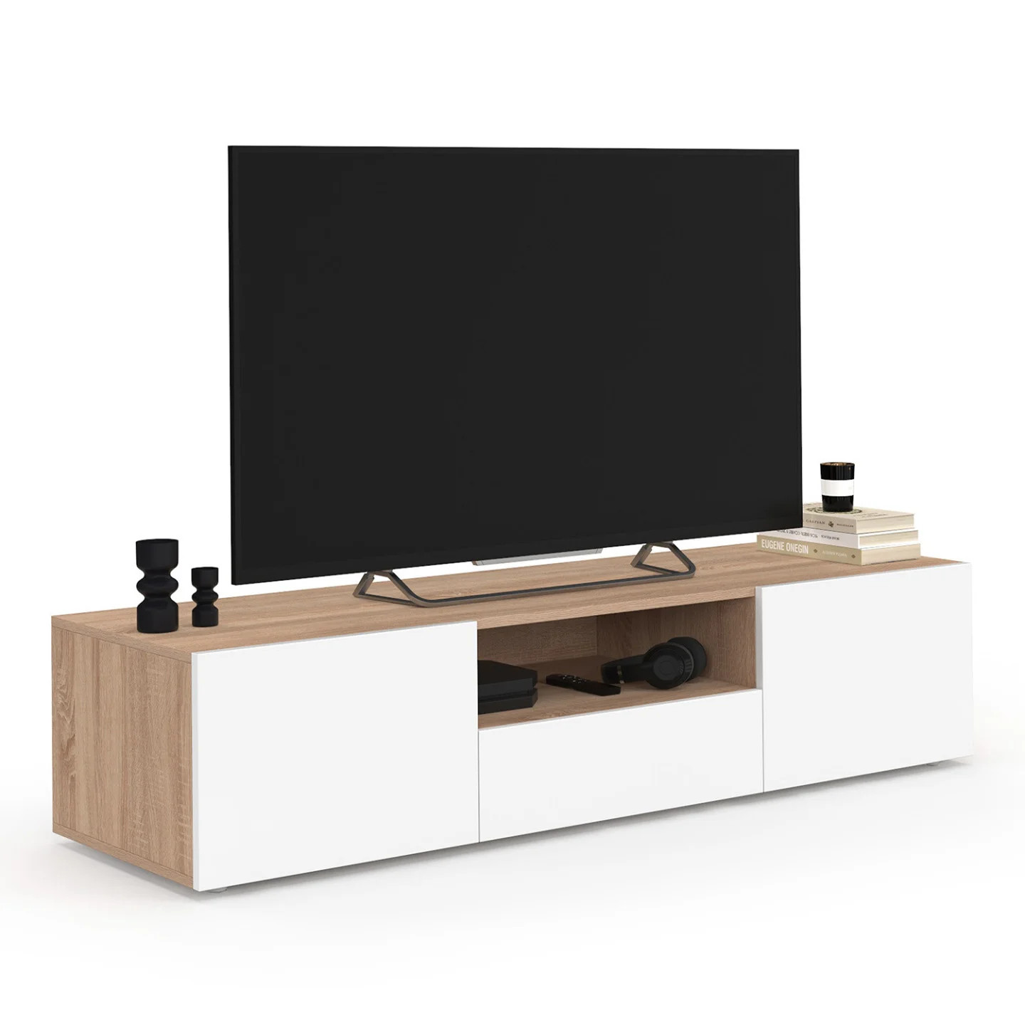 Meuble TV 140 cm ELI pour cacher les câbles et ranger le salon avec élégance