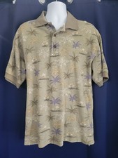 Vintage Woolrich Polo Casual Shirt Men's Medium Short Sleeve Sage Palms #8299