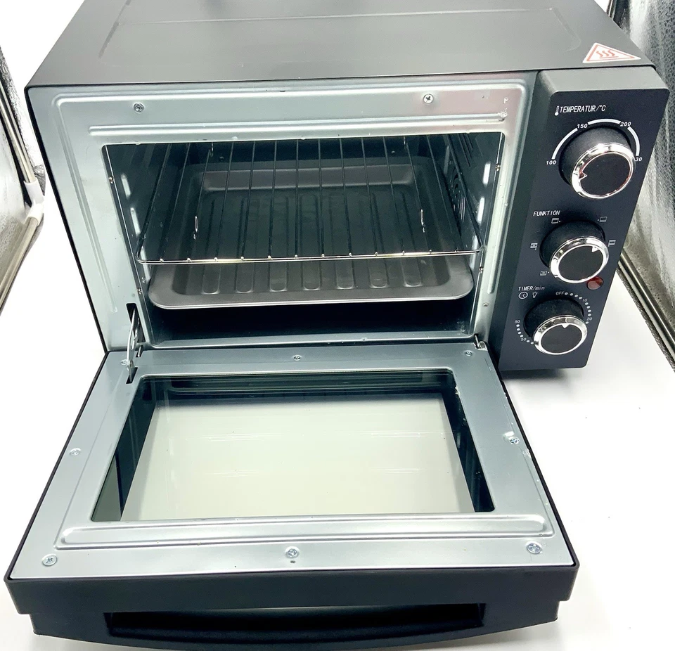 Minibackofen mit Timer - 15L Schwarz -1200W - Grill - Incl. Zubehör Von  KHG