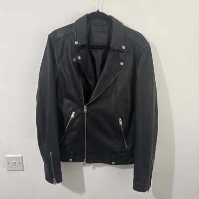 ALLSAINTS Lomi Biker Leather Jacket Men's Size Small S Black Very Good Quality
