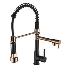 Matt Black Pull Out Kitchen Mixer Tap Dual Spout Spray Mono Swivel Single Lever