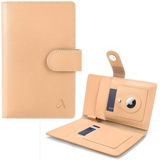 ALLIVE RFID Blocking Passport Wallet with AirTag Slot, Genuine Leather Passpo...
