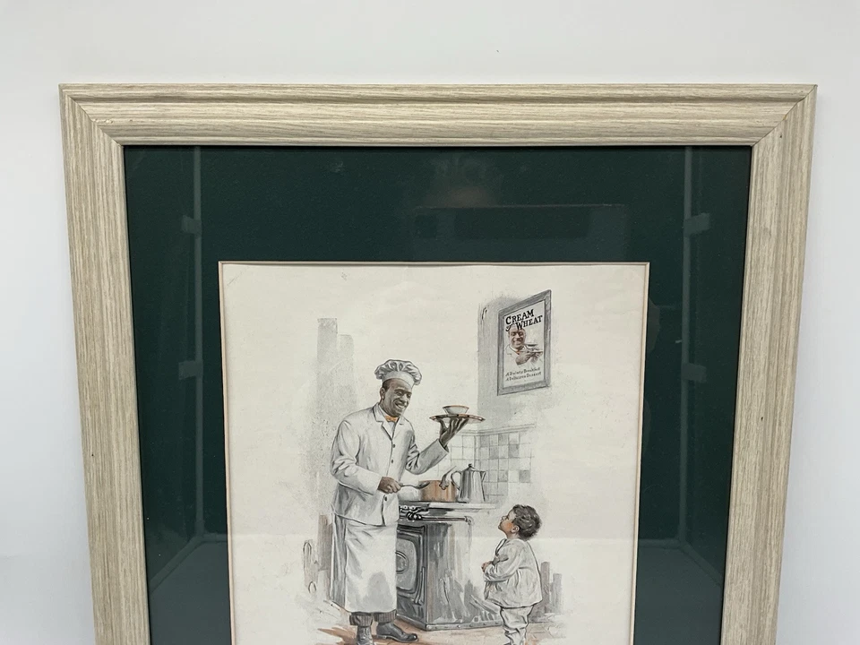 Cream of Wheat 9x12  Ad   "I'm Ready Rastus" Americana 1915  20x16 Framed Print - Image 4 of 4