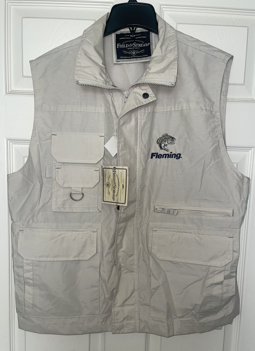 STREAM DESIGNS FishingVest USA製 レアー NEW Field Stream Fishing Outdoor Tan Lined Zip Light Vest Multiple