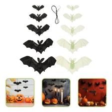 10pcs Glow-in-the-Dark Bat String Decorations for Halloween DIY Hanging Bats
