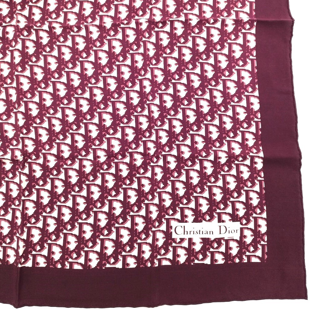 Christian Dior scarf 100％ silk Trotter Bordeaux Japanese