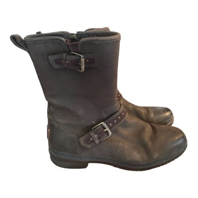 UGG women's Jenise Ankle biker Boots stout waterproof leather size