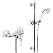 Welfenstein Nostalgie Duscharmatur mit Brausestange Retro Aufputz Set NY-41D