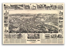 Placerville California 1888 Historic Panoramic Town Map - 16x24
