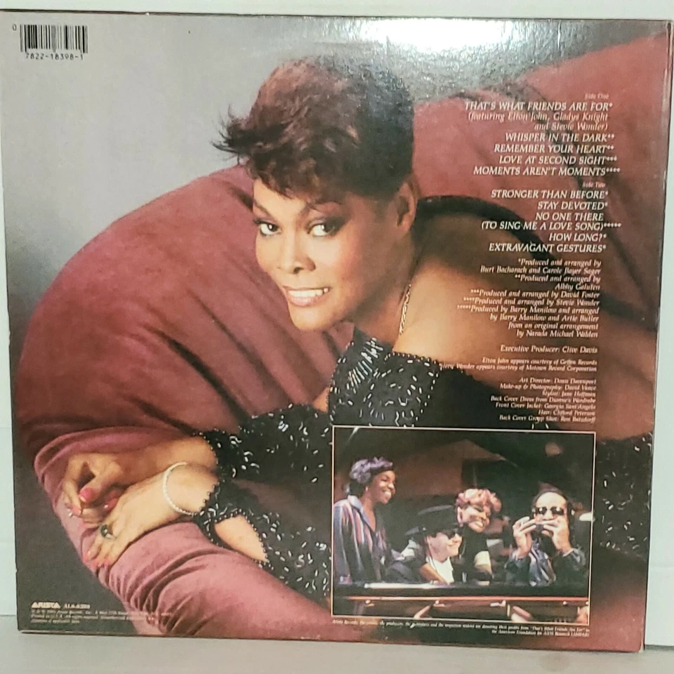 DIONNE WARWICK Friends LP VG+ Plays Well 1985 Arista Elton John Stevie Wonder Foto 2 de 3