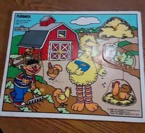5 Piece Sesame Street Fun On The Farm Wooden Puzzle 376 - 04