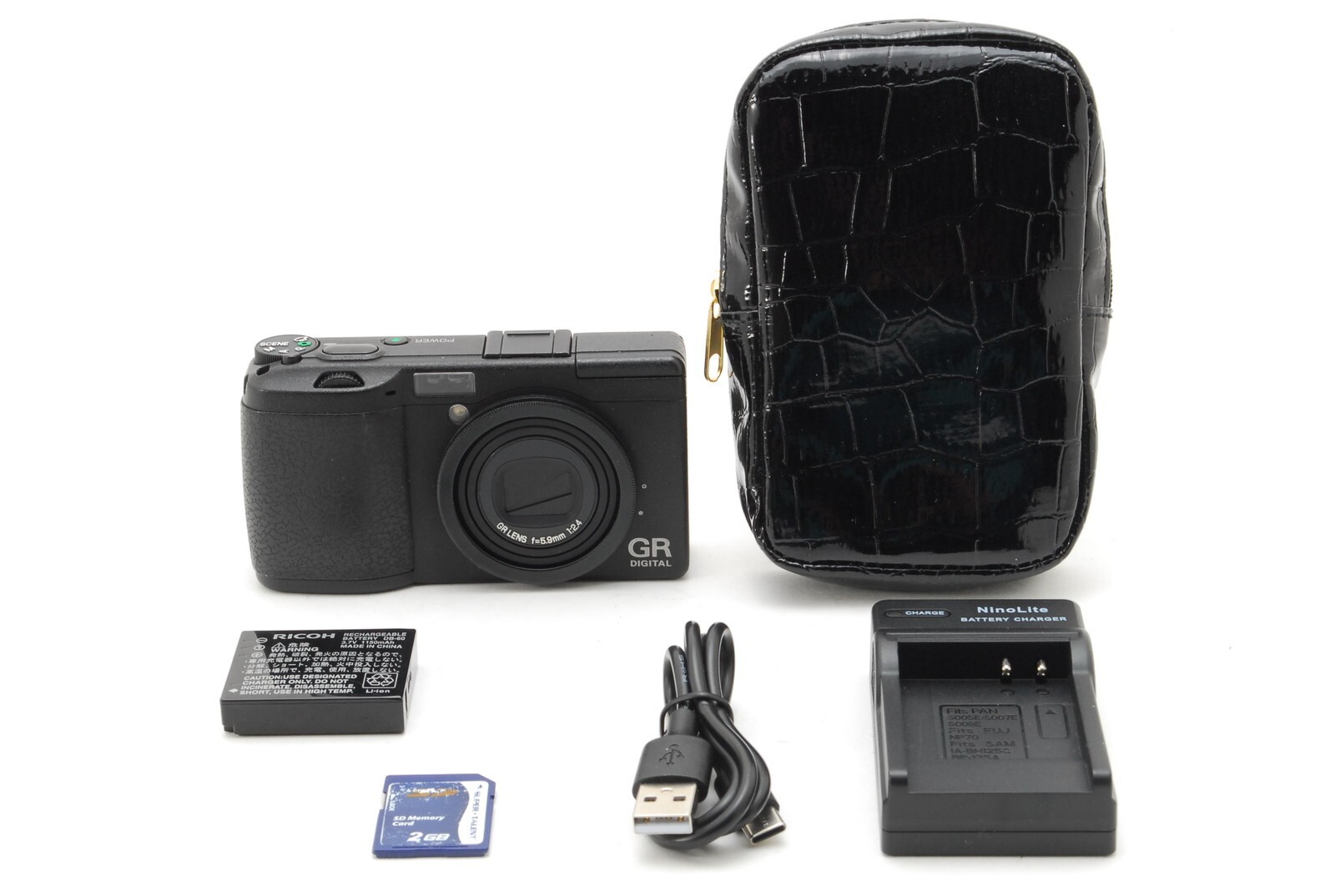 [EXC+4 w/SD Card,Case] Ricoh GR Digital 8.1MP Black Compact Camera From JAPAN