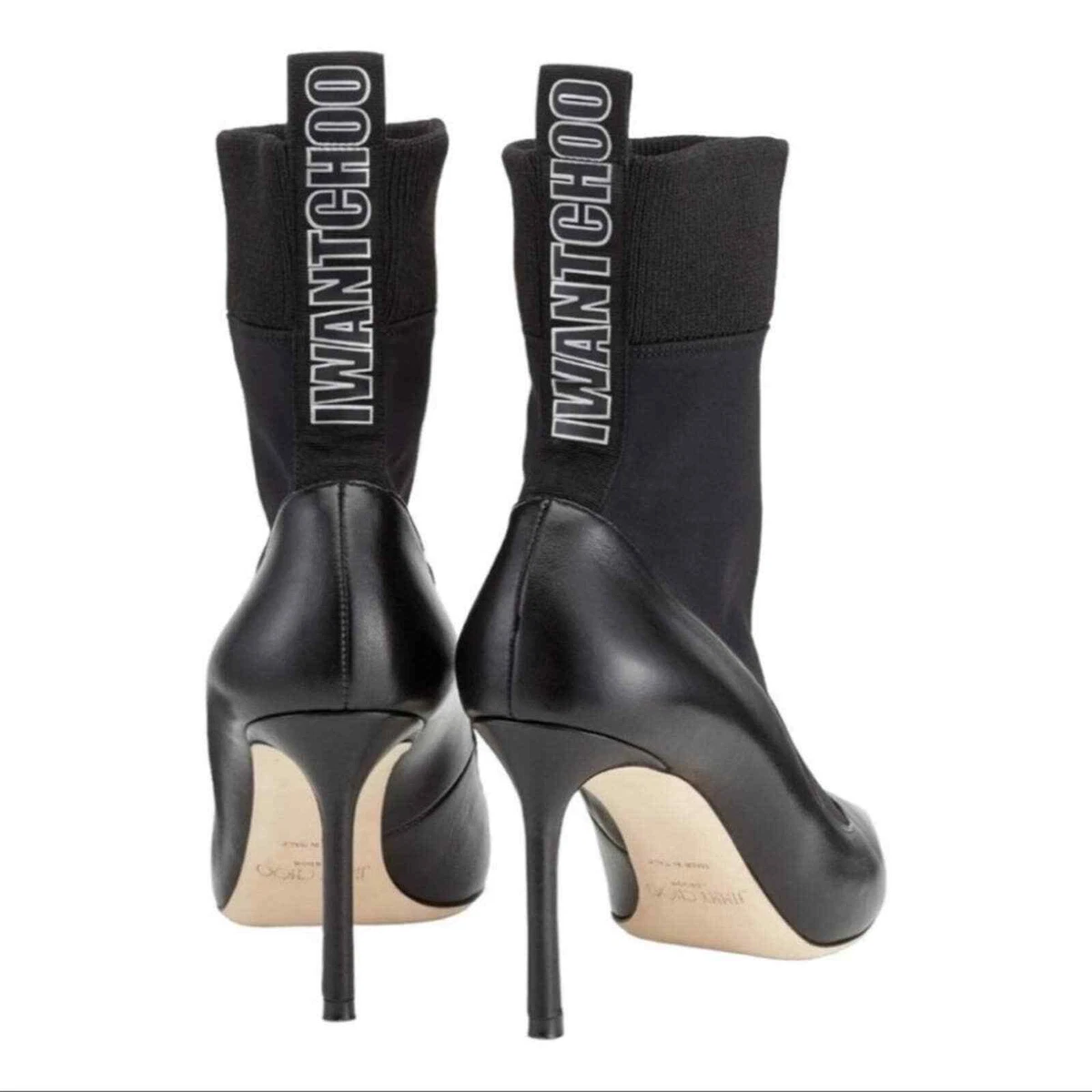 Jimmy Choo Brandon I Want Choo Black Sock Boots Heels Size EU 41
