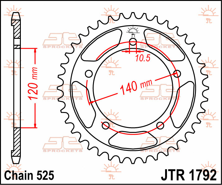 JT Sprockets Rear OE Steel T43 #525 JTR1792.43 main image 0