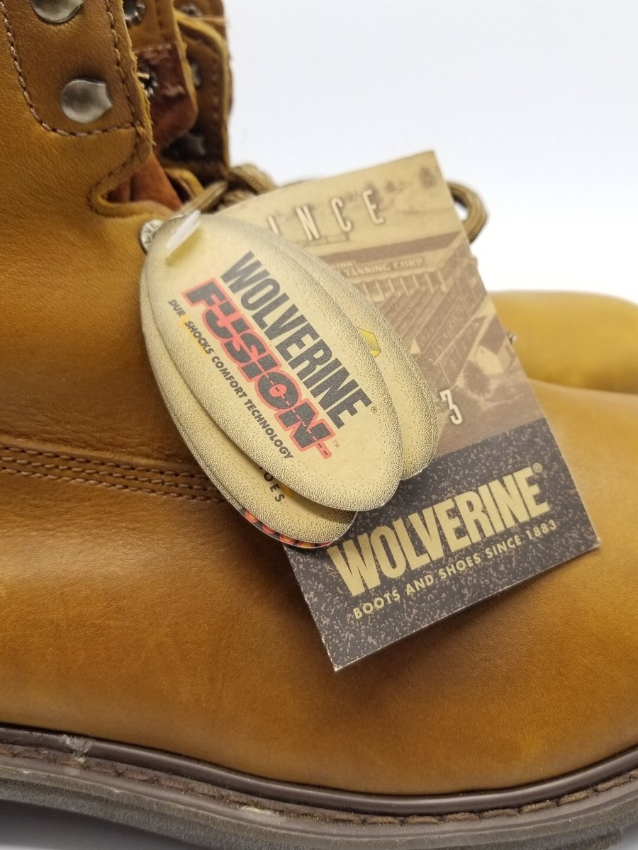 Wolverine Durashocks Work Boots Vibram Soles Fusion EH Tan Leather Men 14 E NWOB Wolverine Durashocks Work Boots Vibram Soles Fusion EH Tan  main image 2