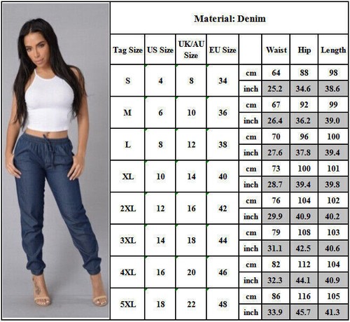 Damen Denim Jogginghose Skinny Treggings Jogger Jeans Elastisch Taille*Hüftjeans - Bild 6 von 18