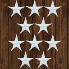 White Star Embroidered Patch, 5/8" — 10-Pack — Iron On