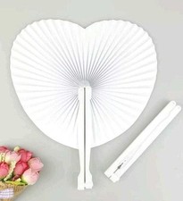 Heart Shaped Folding Fans White Chinese Loot Party Bag Fillers Wedding favours