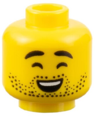 Lego New Yellow Minifig Head Black Stubble Dual Smirk/Smile 71037 Part D195
