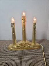 Vtg Christmas Candolier Electric Light Candelabra Plastic Drip Gold Flecked