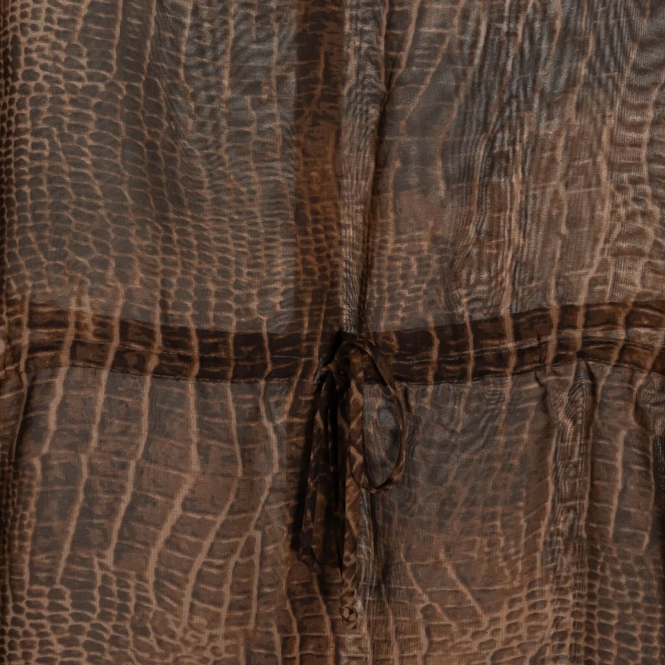 Blusa para mujer Chaps Ralph Lauren estampado de serpiente cordón occidental transparente top pequeña Foto 4 de 4