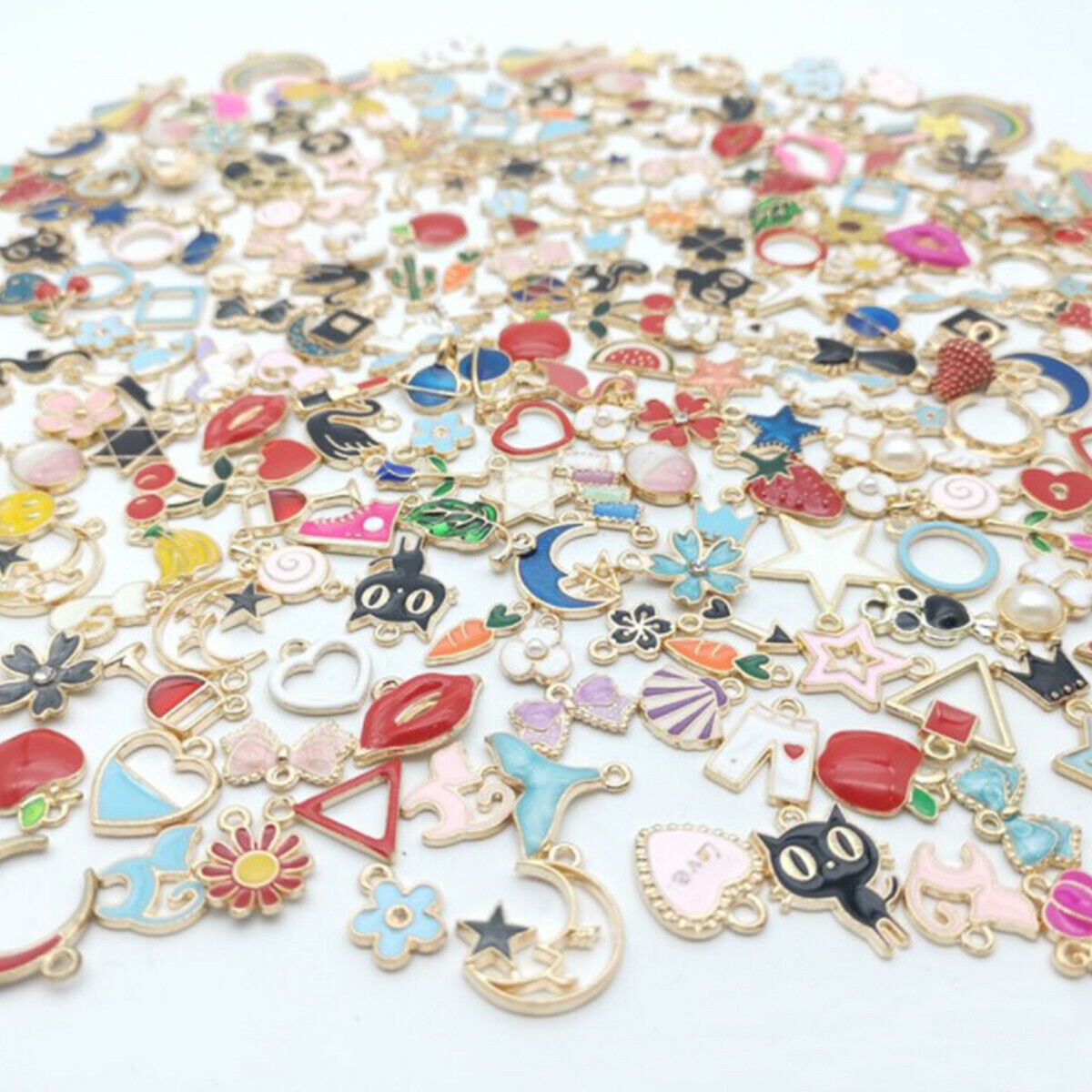 100pcs Alloy Enamel Pendants Cross Charms Colorful for Earrings