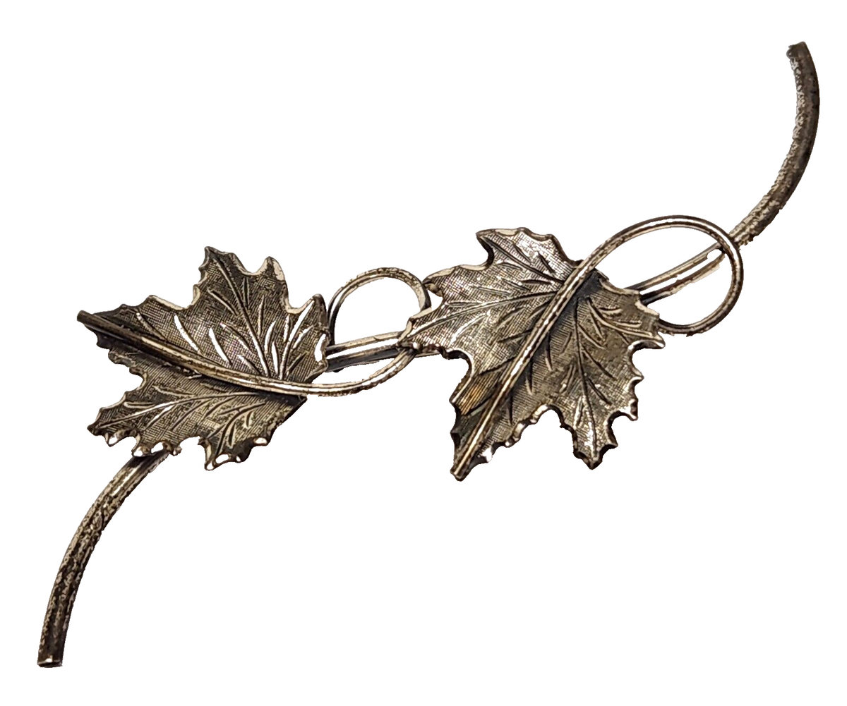 Vintage Signed Beau Sterling Silver Double Maple Leaf Leaves 