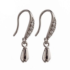 Ear Wires Earrings Settings with CZ's and Pinch Bail Mounting in Sterling Silver