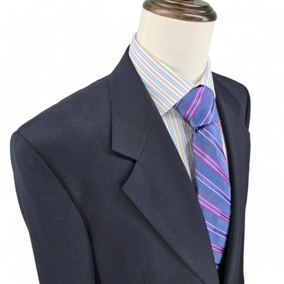 Chaqueta Blazer Valentino Uomo Para Hombres 43L Lana Virgen Italia Botones Dorados Azul Marino Foto 4 de 4