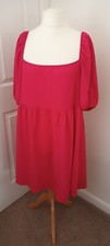 Primark Size 18/20 Curve Bright Pink Gypsy Dress Beach Pool Cover Up Summer Vgc