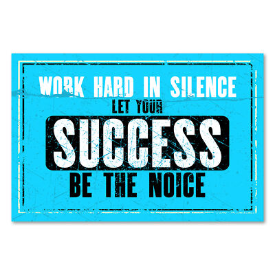 Postereck 0867 Poster Leinwand Vintage Schild, Work Hard Erfolg Motivation