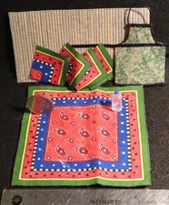 Apron Green Kitchen 1/2 Gallon Water Tablecloth Napkins 1:12 Mini Creative 6659