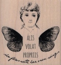 Alis Volat Proprits by Cat Kerr 3 x 3" Rubber Stamp, Mixed Media Stamp
