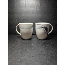 Mikasa Kya Smoke Coffee Mugs, 10 Oz, Set Of 2, Kitchen Cups, Modern Coffee Set