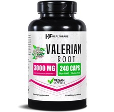 Valerian Root Capsules 240 Pills 3000mg Highest Potency Sleep Aid HealthFare USA