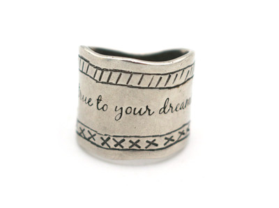Silpada Sterling Silver ''Be True To Your Dreams'' Cigar Band Ring R1820 Size 7