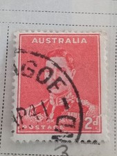 King George VI Red Australian 2d Stamp